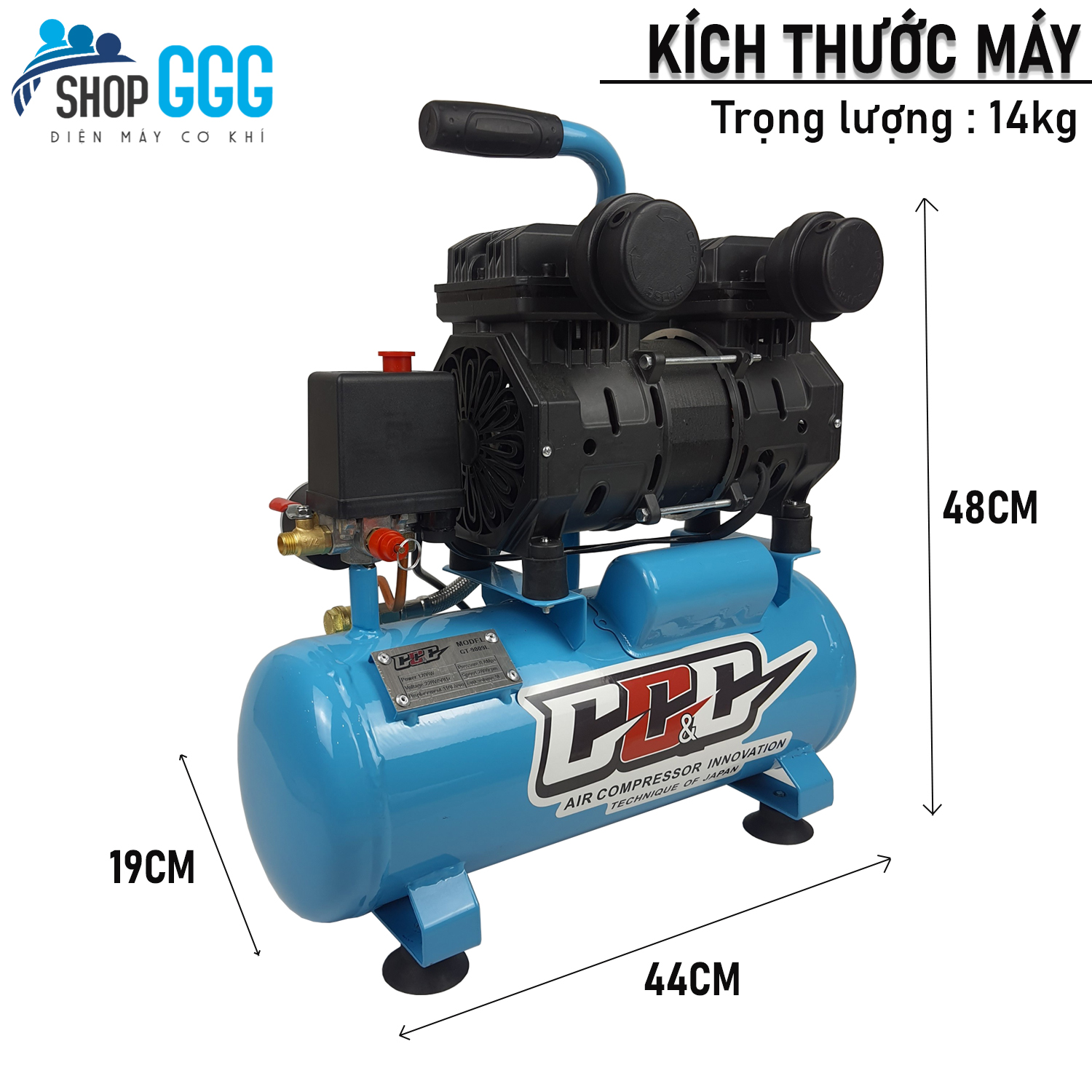 Máy nén khí | Máy bơm hơi | Máy nén hơi không dầu 9L 1200w - Nén 8kg, tự động nạp ngắt khí, tốc độ nạp khí siêu nhanh - Tặng đầu nối nhanh