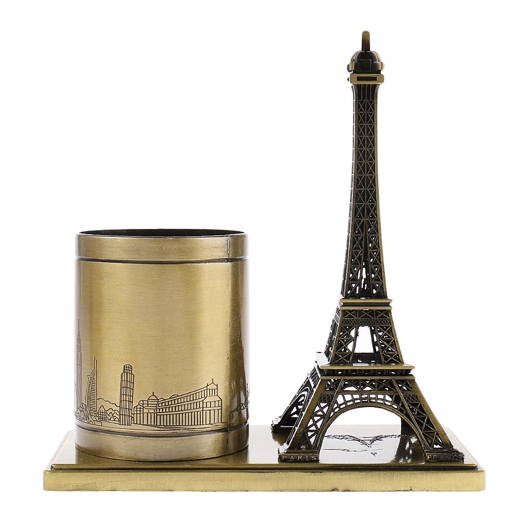 France Eiffel Tower Decor Metal Crafts European Style Gift Desk Pen Holder