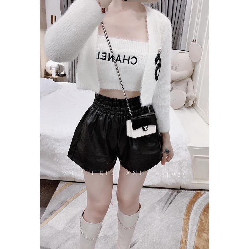 Quần Short Da Nữ Thời Trang - Quần Sóc Da Cạp Chun To Dáng Xòe Hàng Cao Cấp Kanimi