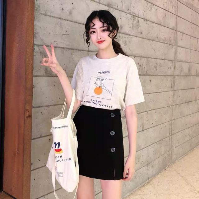 Chân Váy Chữ A Đính Cúc Ngắn Thời Trang Nữ