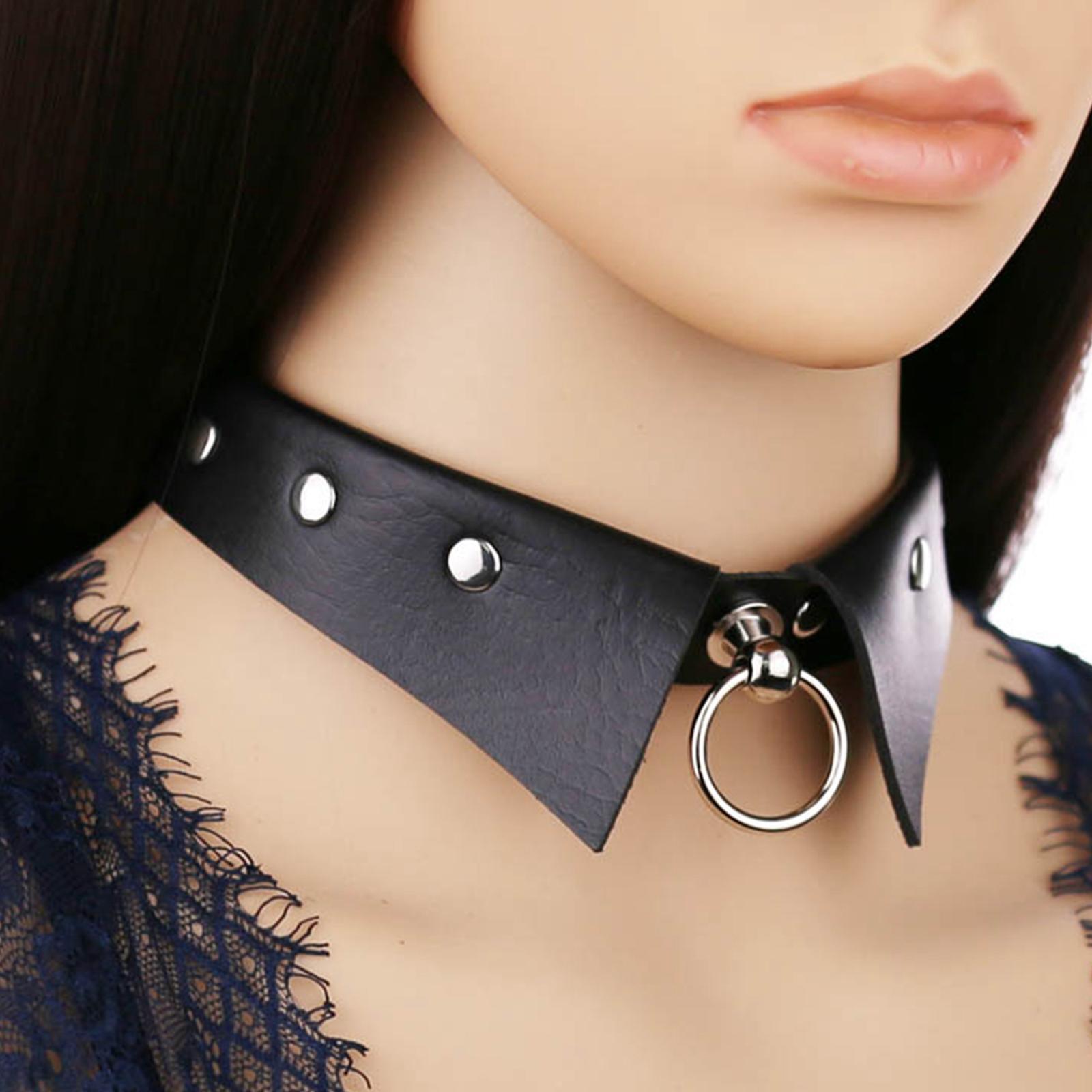 1PC Women Collar Choker Necklace Punk Goth PU Leather