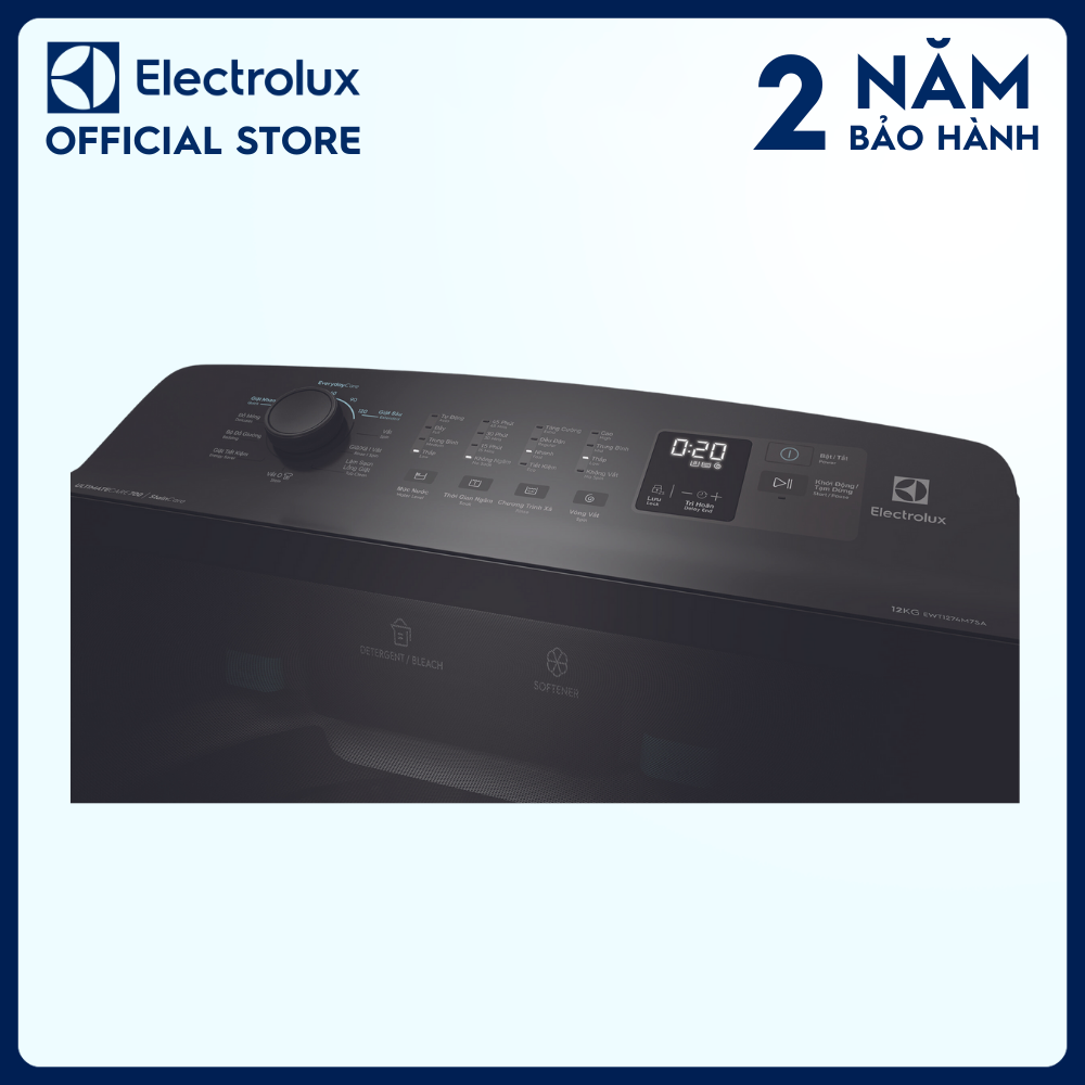 Máy giặt cửa trên Electrolux 12kg UltimateCare 700 EWT1274M7SA - Xám đen, giặt sạch sâu, không cặn giặt tẩy