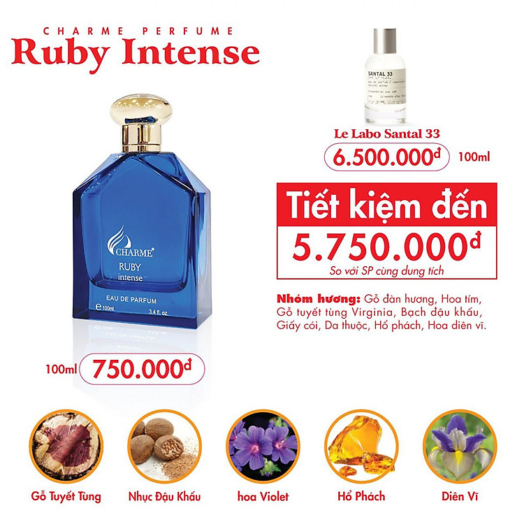 Nước hoa nam Charme Ruby Intense 100ml