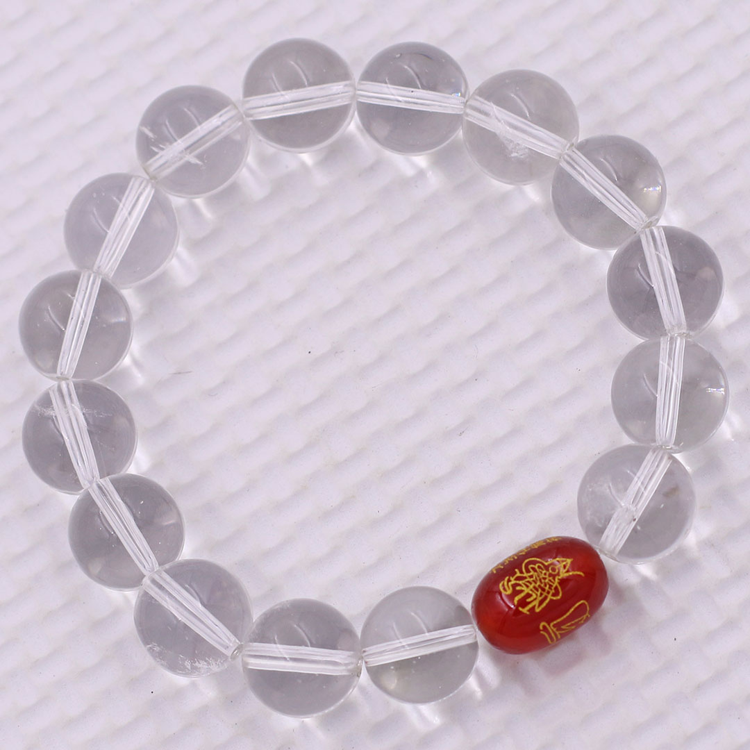 Vòng chuỗi đeo tay pha lê trắng 10 ly charm hạt giải thái tuế phù, vòng chuỗi phong thủy, giải năm hạn thái tuế