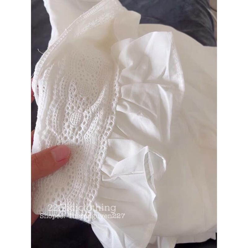 Áo sơ mi cổ V phối ren Hàn Quốc _ sơ mi ulzzang tay dài chất đẹp