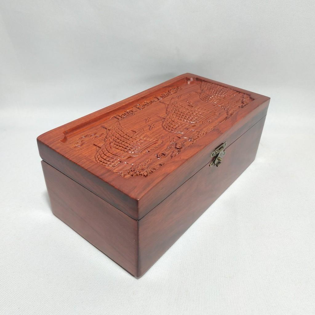 Hộp đựng CON DẤU CÔNG TY, đựng trang sức GỖ HƯƠNG chạm THUẬN BUỒM XUÔI GIÓ CỰC ĐẸP