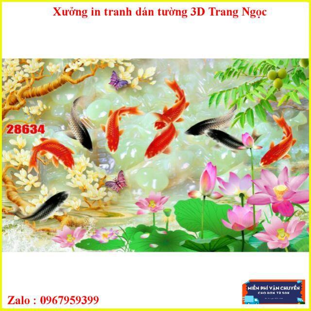 Tranh dán tường 3D cửu ngư quần hội