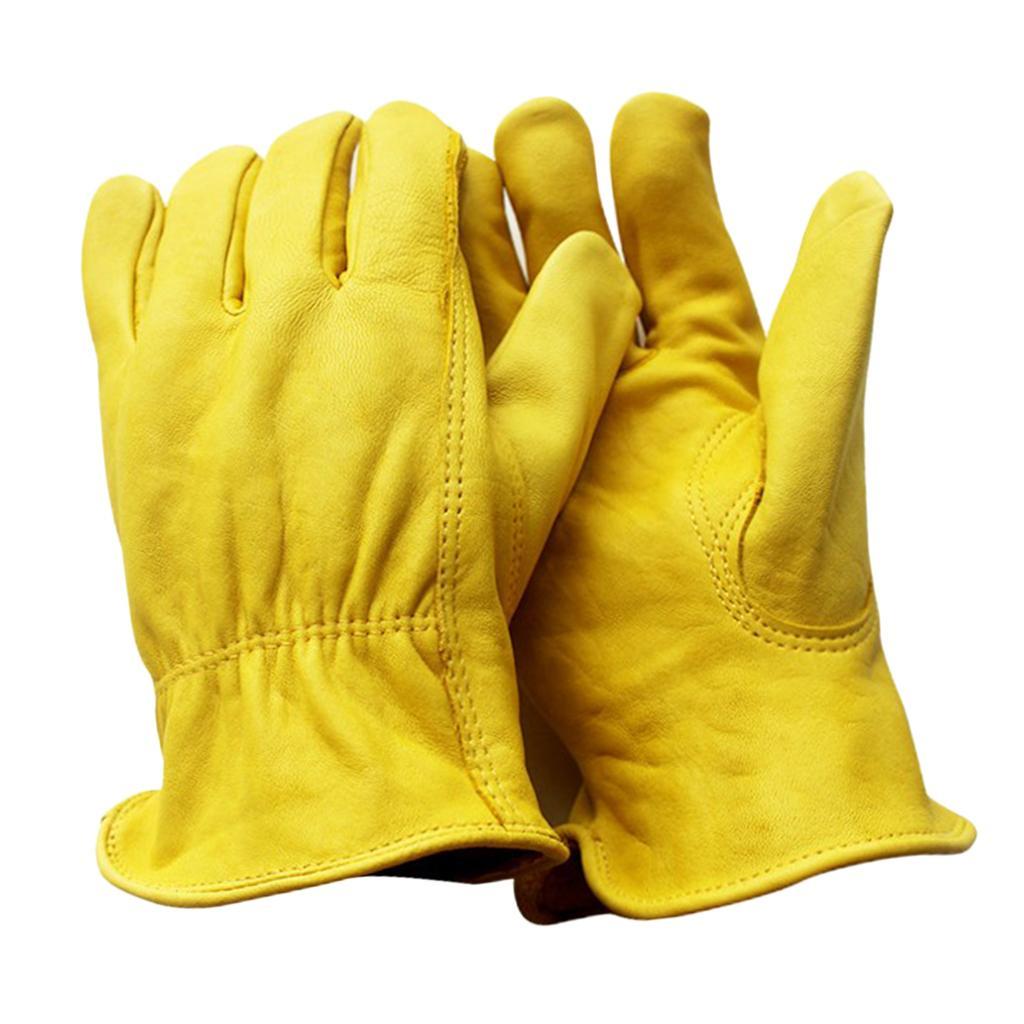 4pcs Grip Leather Work Gloves Stretchable Wrist Tough Cowhide Welding Glove