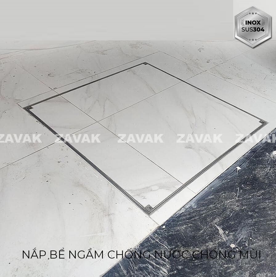 Nắp bể ngầm Zavak Inox 304. MHE 600x600