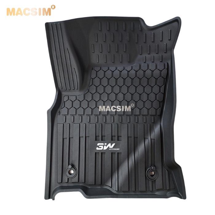 Thảm lót sàn xe ô tô Toyota Hilux 2020 - nay Nhãn hiệu Macsim 3W chất liệu nhựa TPE đúc khuôn cao cấp - màu đen