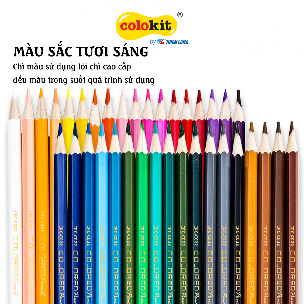 Bút chì màu chuyên nghiệp dạng lon 12/24/36 màu Thiên Long Colokit - Tiêu chuẩn châu Âu