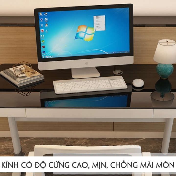 Bàn Làm Việc Kính Cường Lực Văn Phòng, Bàn Học Có Ngăn Kéo, Bàn Máy Tính Kính Cường Lực