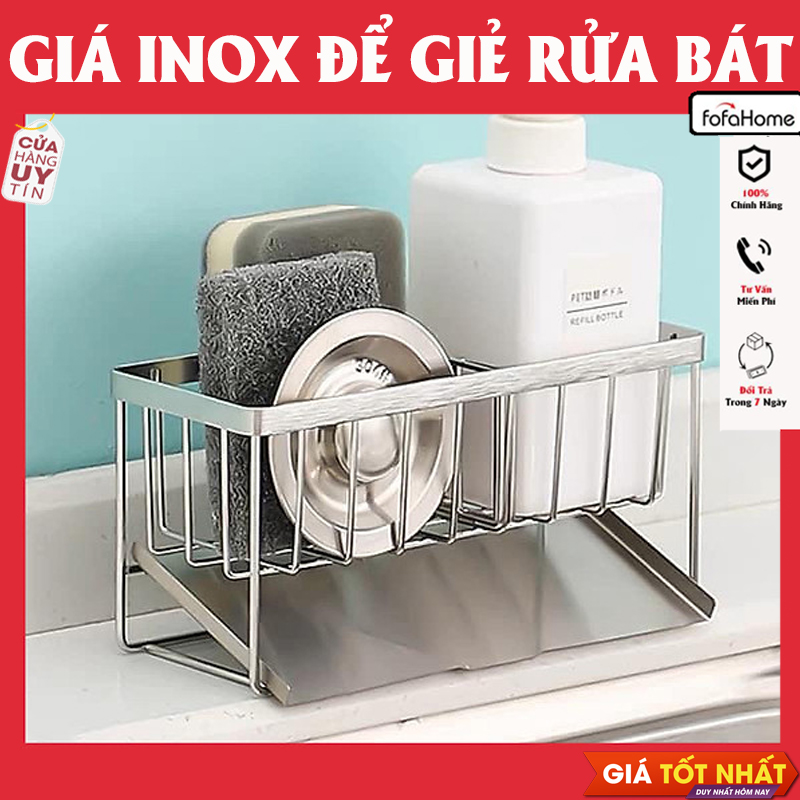 Kệ 2 Ngăn Để Bồn Rửa Chén Có Khay Hứng Giỏ Để Rẻ Rửa Bát Có Khay Hứng Nghiêng Chống Đọng Nước Tiện Lợi