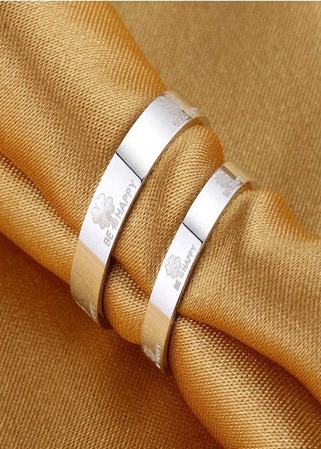 Nhẫn cặp inox may mắn be happy NC83 không đen rỉ