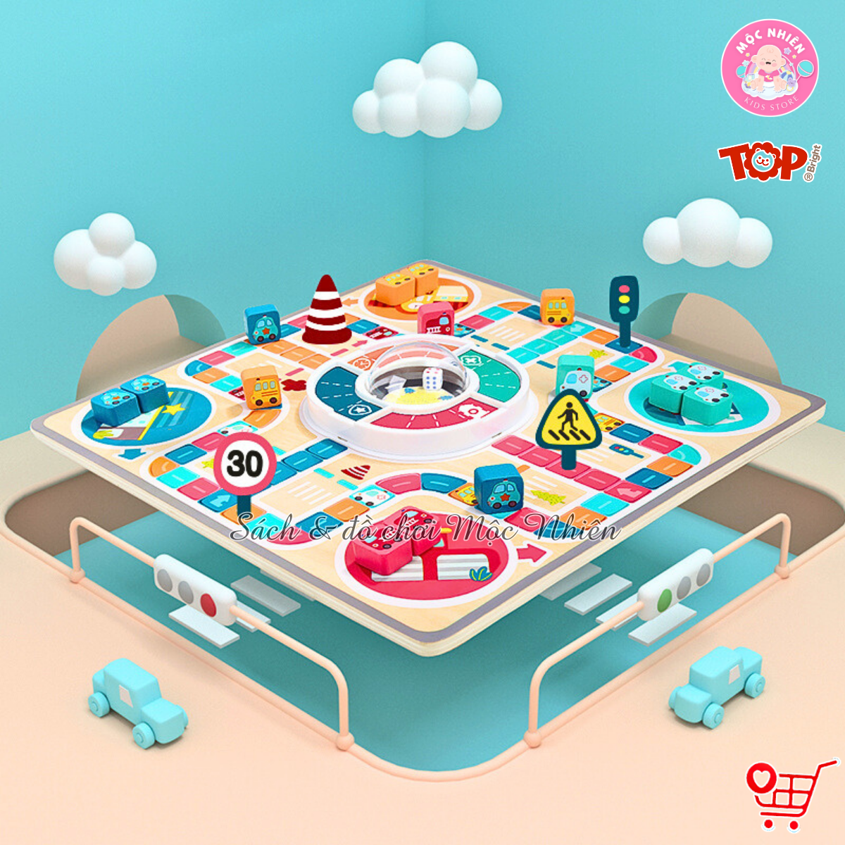 Đồ chơi Cờ cá ngựa phiên bản ô tô bằng gỗ chính hãng TOPBRIGHT - Family Games Motown Flying Chess (cho bé từ 3+)