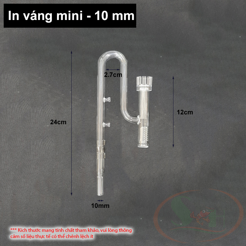 Ống in out thủy tinh mini 10, 12, 16 mm gắn bơm lọc thùng bể cá tép thủy sinh