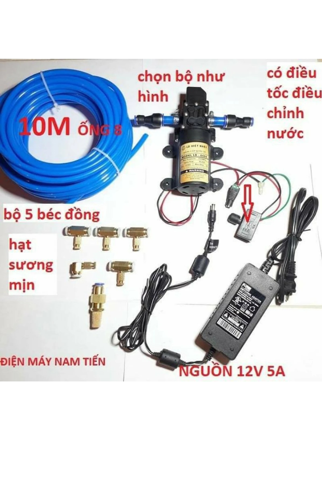 Trọn bộ phun sương làm mát, tưới cây, tưới lan béc đồng cao cấp không rỉ