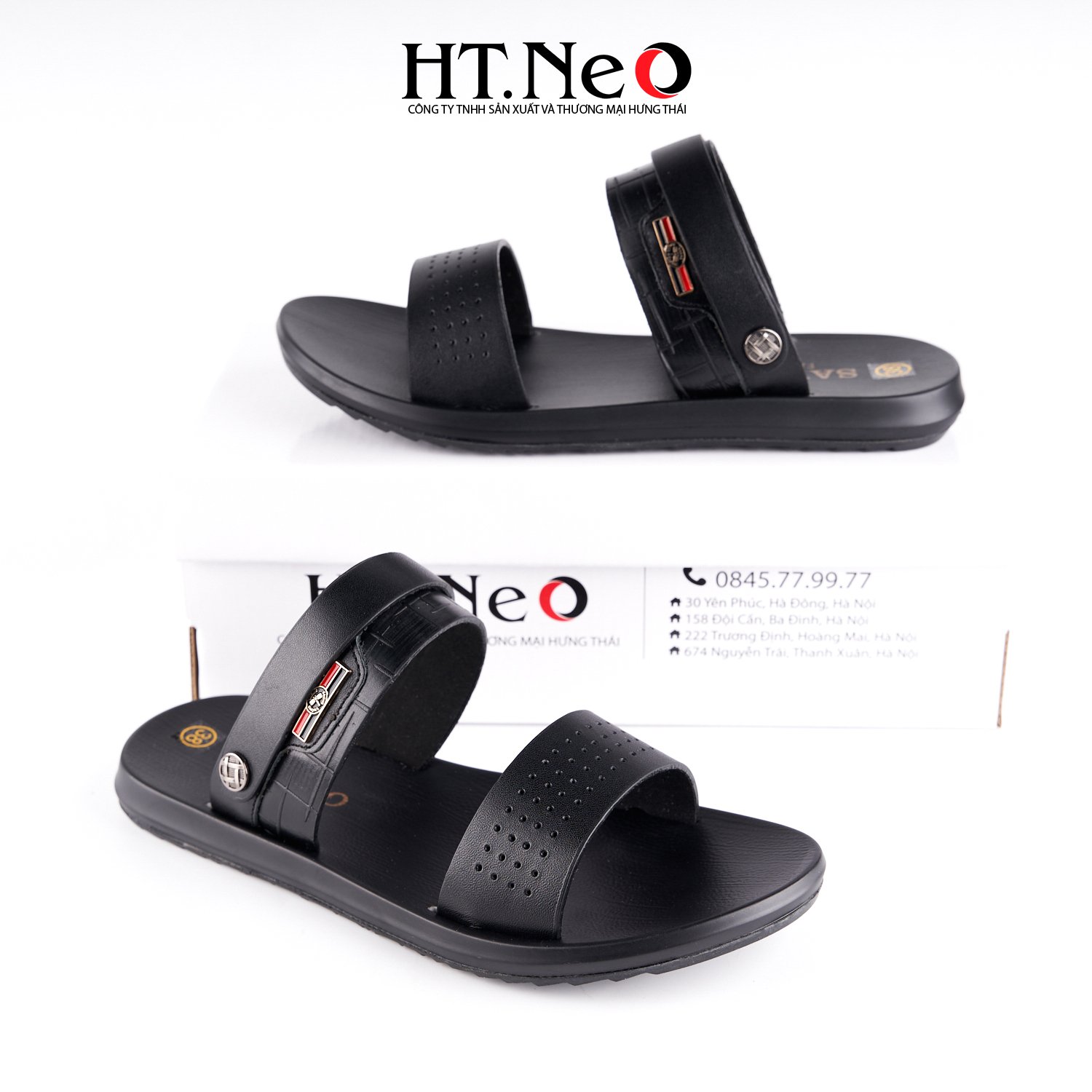 Dép Sandal Nam,dép quai ngang da bò thật cao cấp HT.NeO đế kếp hàng đế khâu SD163