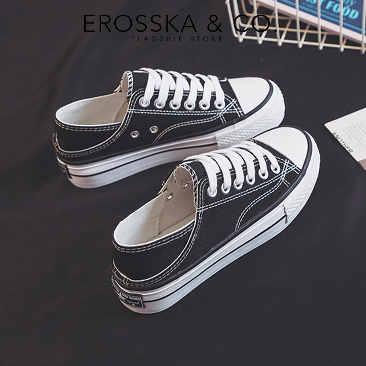 Erosska - Giày sneaker đế dày đi học phong cách basic thoải mái - GS013