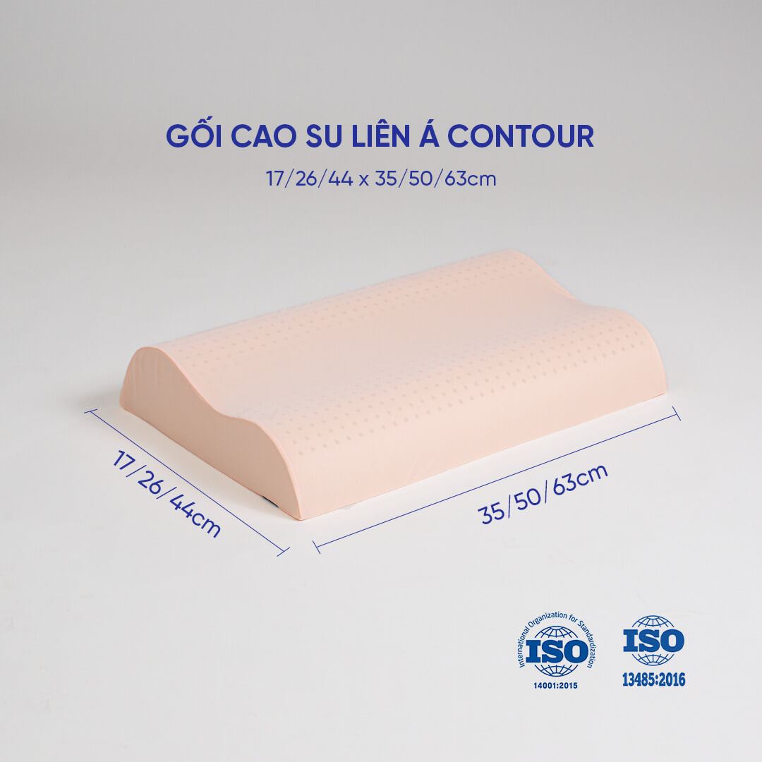 Gối cao su dợn sóng Liên Á Contour 38x51x10cm 100% cao su tự nhiên, thoáng mát, êm, mềm mại