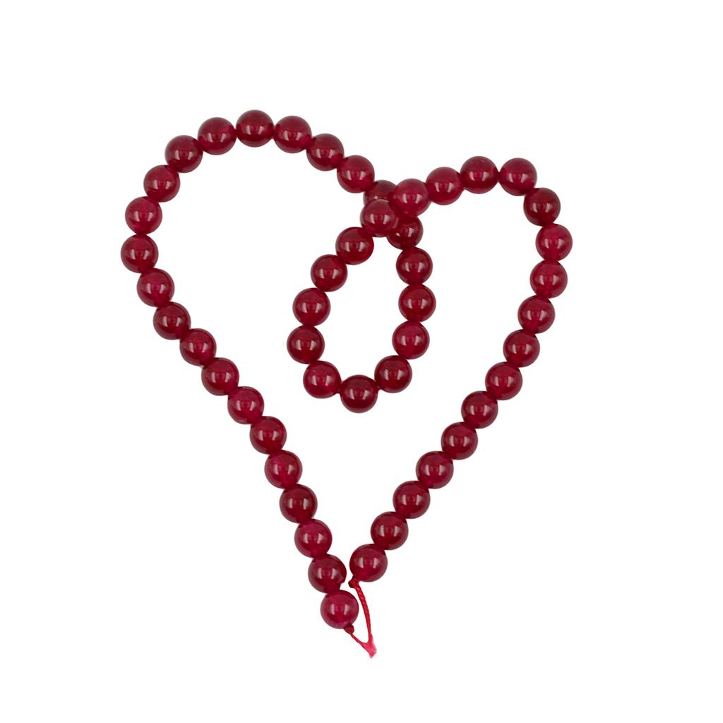 8mm Natural Smooth Ruby Red Jade Gemstone Round Loose Beads Strand 15'' for DIY Jewelry