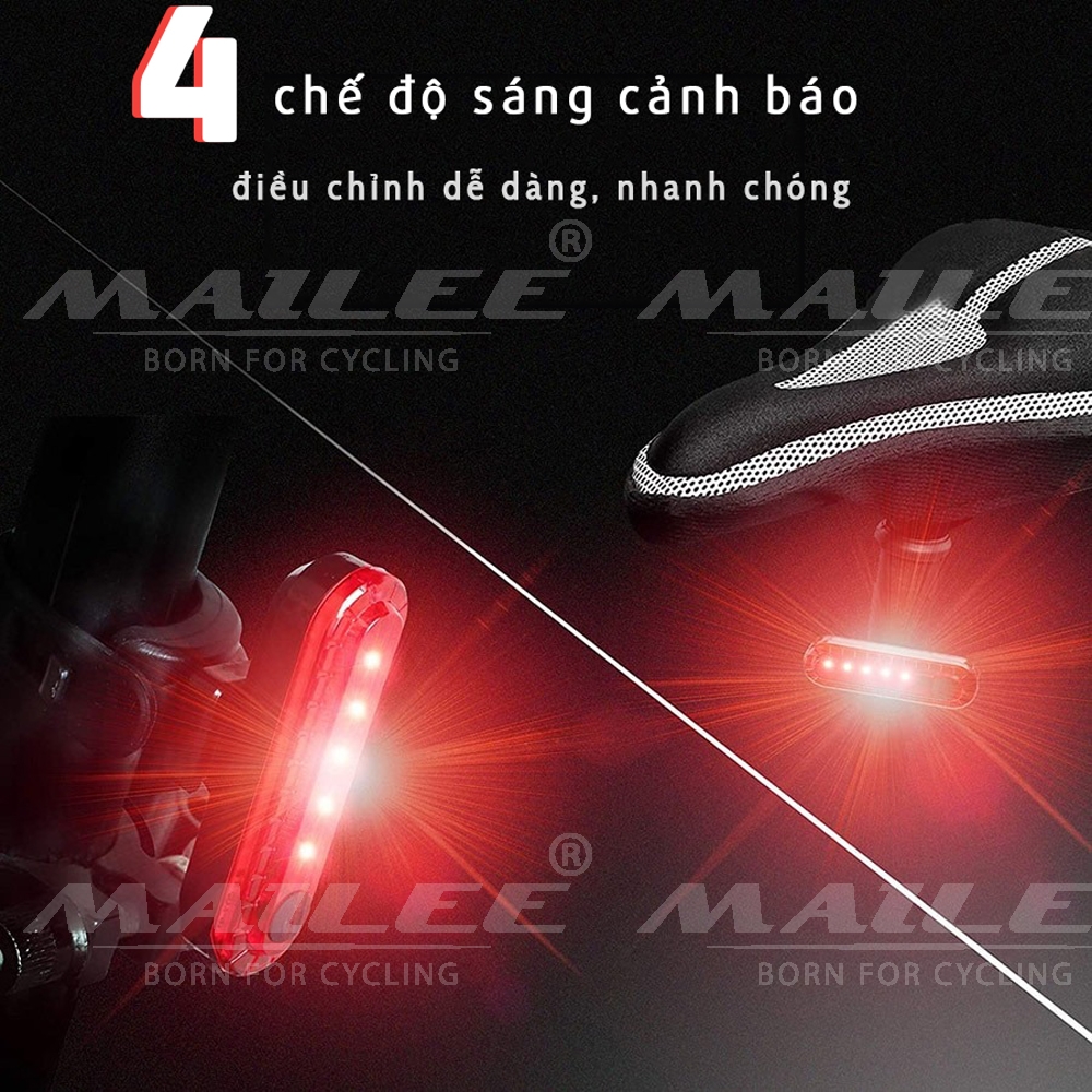 Đèn Hậu Phía Sau Xe Đạp USB 056ML 50 Lumens (4 chế độ màu đỏ) Sạc Lại Phù Hợp Với Mọi Loại Xe Đạp/Mũ bảo hiểm Dễ Dàng Lắp Đặt Mai Lee