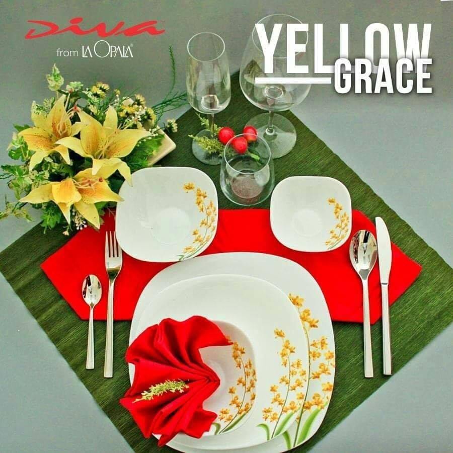 Bộ chén đĩa thủy tinh vuông tròn Diva Ivory Y.G - IB 12 món - HÀNG CHÍNH HÃNG