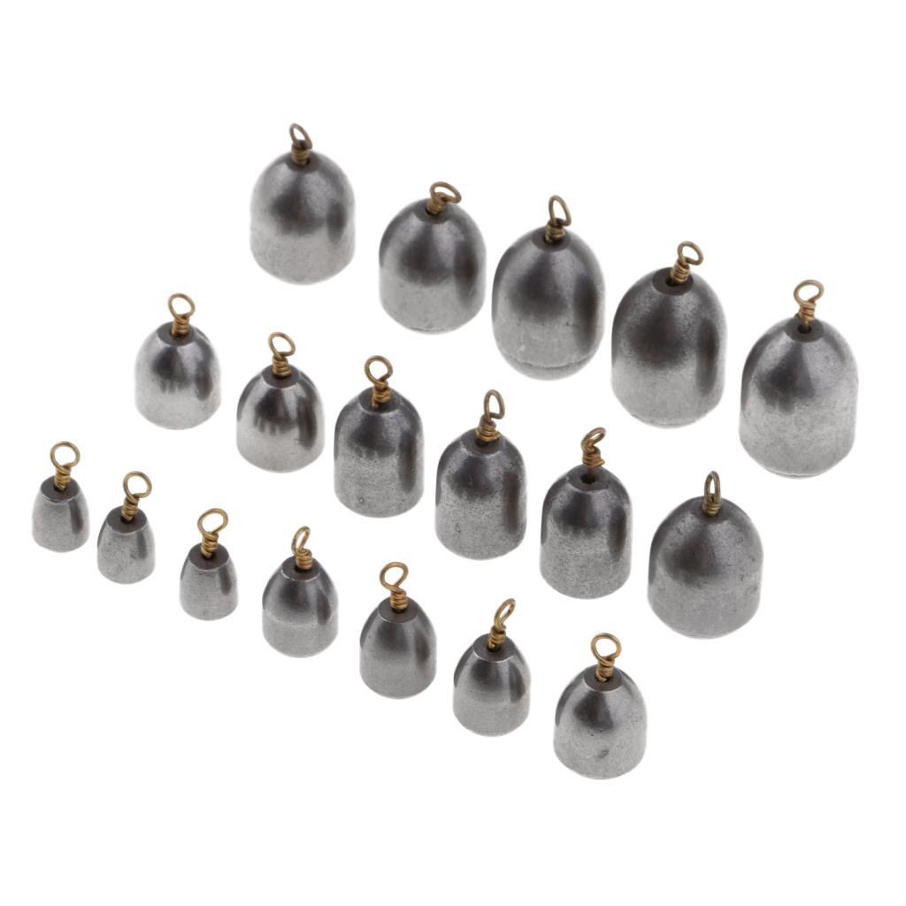 18pcs Mixed Size Iron Bank Sinker Fishing Weights Slip Sinker Fishing Tackle