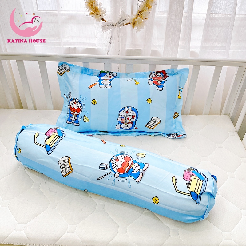Trọn bộ gối nằm gối ôm cho bé Katina House, vải tencel 60s, gòn lông vũ nhân tạo mềm mượt mát lạnh