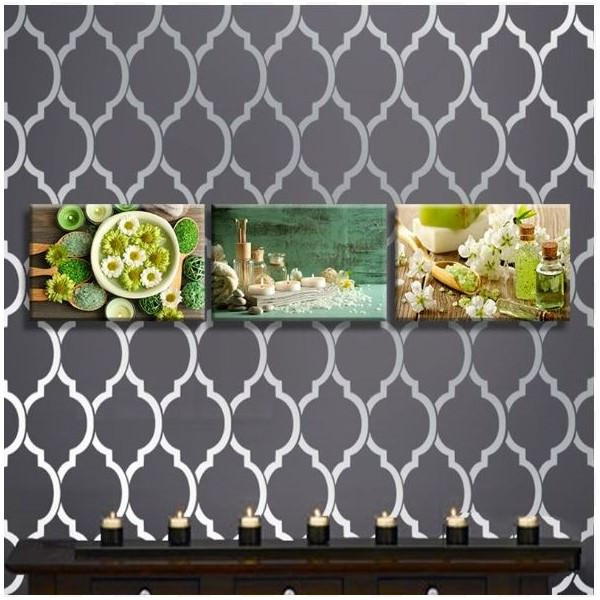 Bộ 3 Tranh Canvas Viền Composite Trang Trí Spa "Tinh Dầu Và Hoa" W049