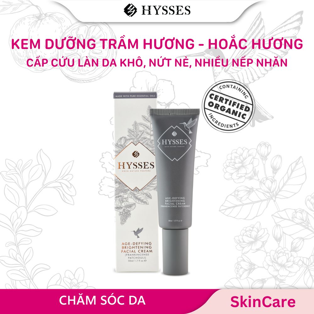 Kem Dưỡng Da Cao Cấp Hysses Age Defying Brightening Facial Cream Làm Trắng Da, Chống Lão Hóa, Dưỡng Ẩm Da Khô, Nứt Nẻ Với Tinh Dầu Trầm Hương - Hoắc Hương Hữu Cơ Tự Nhiên