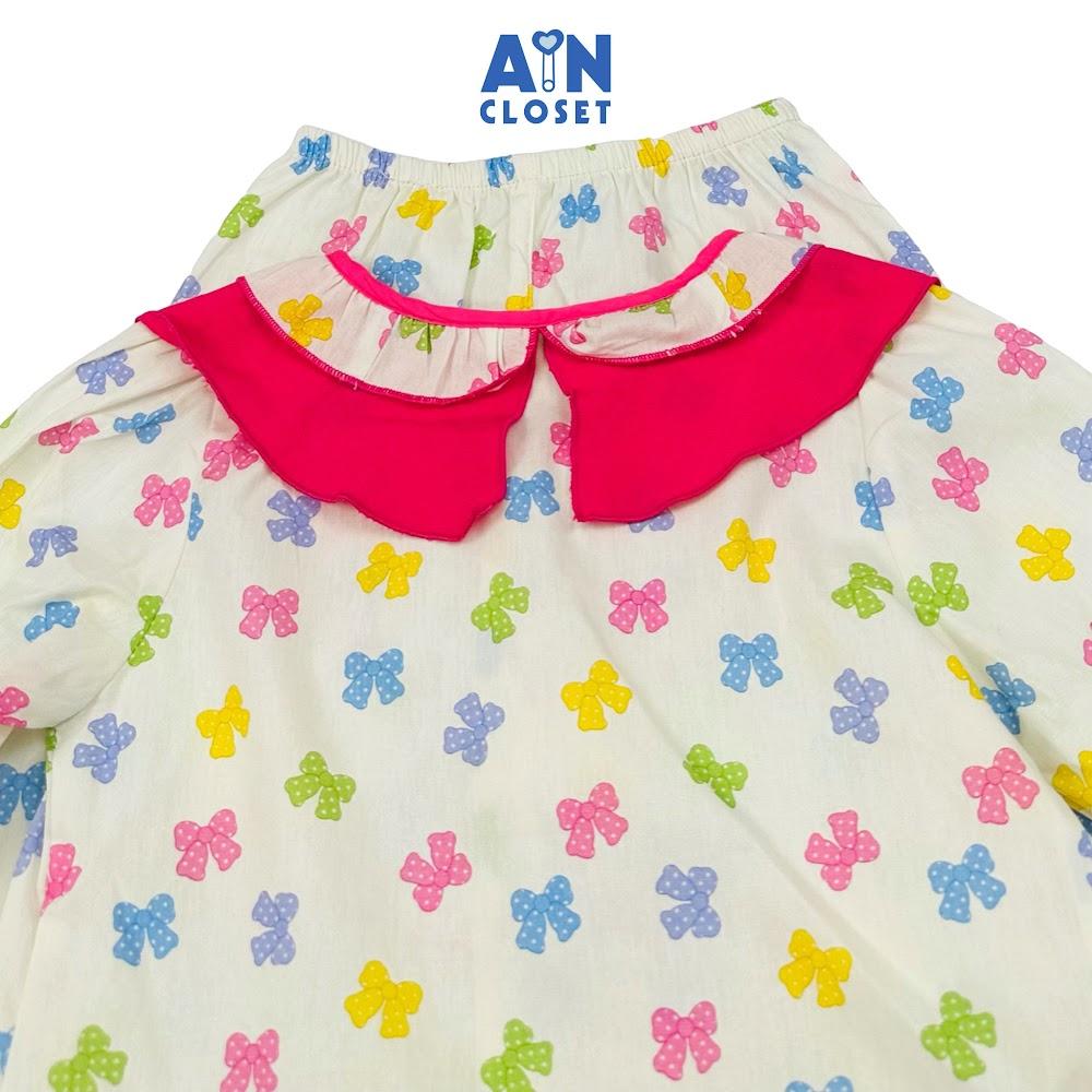 Bộ quần áo Dài bé gái hoạ tiết Nơ Hồng Cotton - AICDBGYOTFWQ - AIN Closet