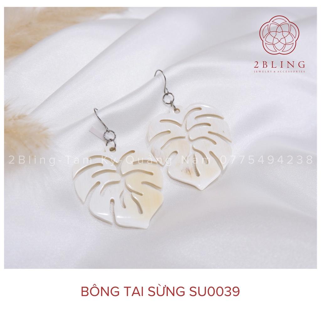 Bông tai sừng hình chiếc lá 2BLING thời trang SU0039