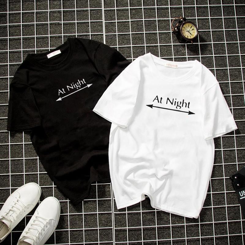 Áo phông tay lỡ nam nữ unisex form rộng At night vải dày min