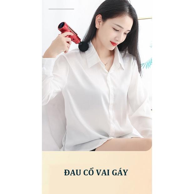 Máy mát xa cầm tay, massage toàn thân, cổ vai gáy, máy đấm lưng xoa bóp bấm huyệt mini 6 chế độ + Tặng kèm 4 đầu phụ kiệ