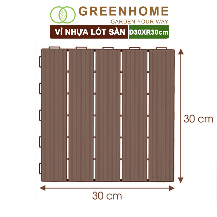 Vỉ Nhựa Lót Sàn Greenhome, Catleza, D30xR30cm, Độ Bền 5 Năm, Dễ Lắp Đặt, Trang Trí Ban Công, Sân Vườn, Hồ Bơi