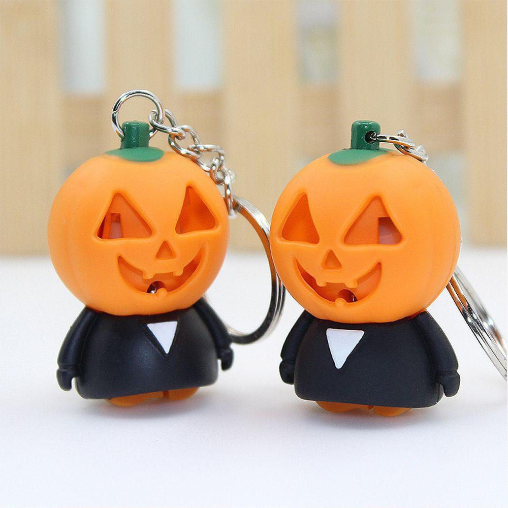 Móc Khóa Hình Quả Bí Ngô Phát Sáng đèn Led,có nhạc Trong Đêm Halloween-Móc Khóa Bí Ngô Đèn Led phát sáng có âm thanh