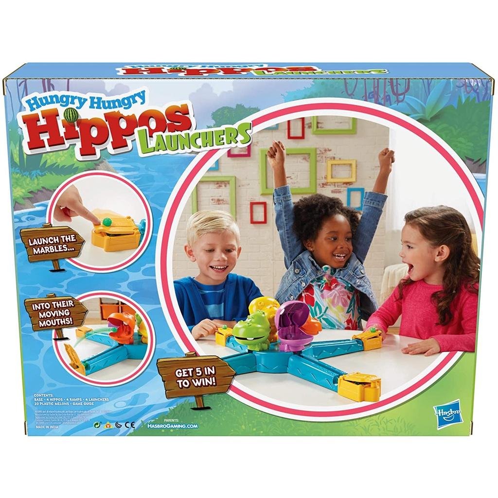 Trò chơi Hà Mã Háu Ăn Hungry Hippos Launchers dành cho 2-4 người chơi từ 4 tuổi trở lên