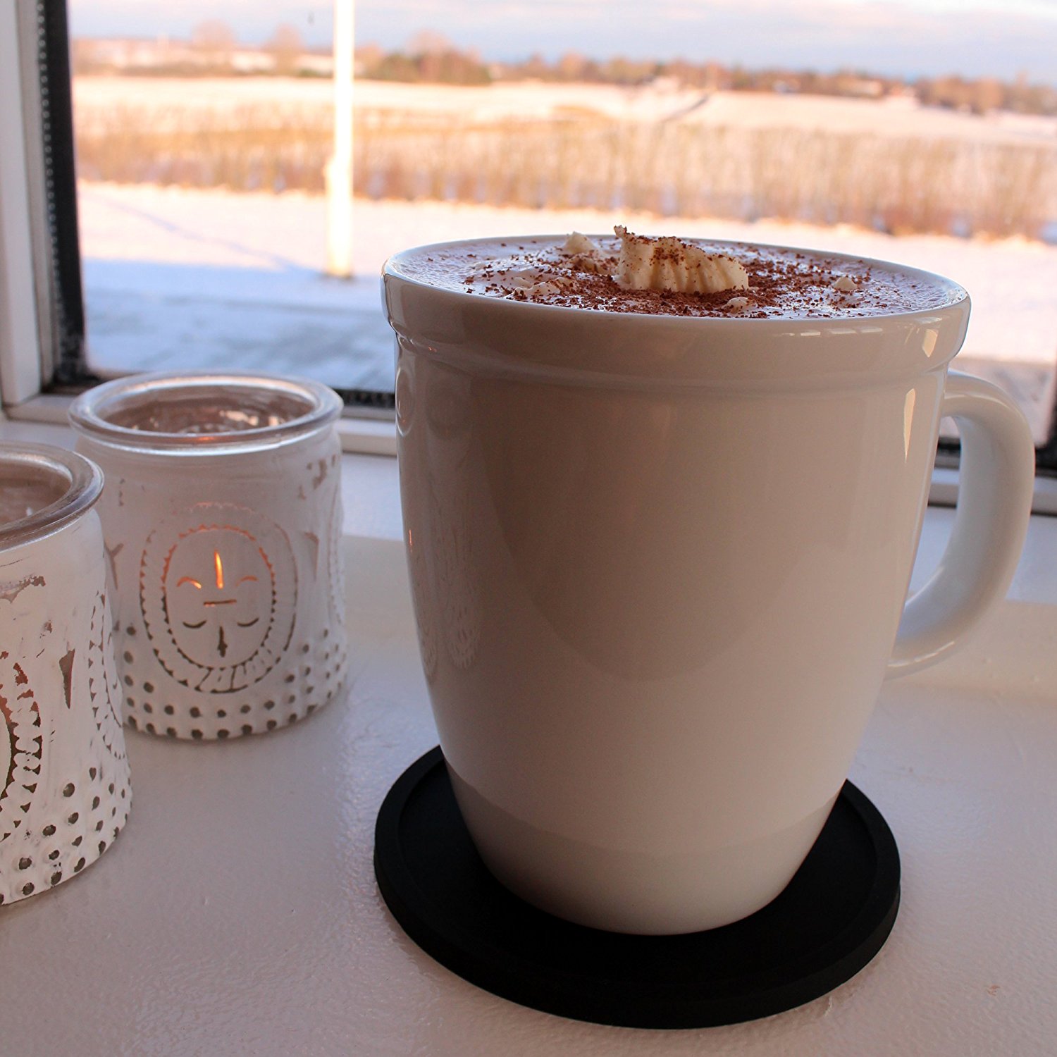 Miếng Lót Ly Silicone Tròn - Đen