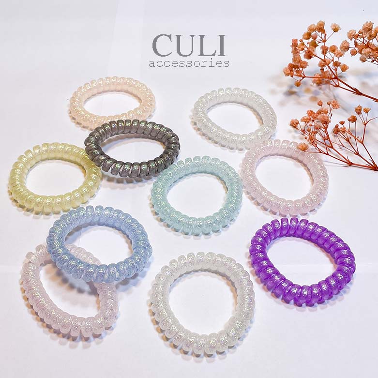 Dây cột tóc lò xo co giãn, nhựa dẻo xoắn nhiều màu xinh xắn - Culi accessories