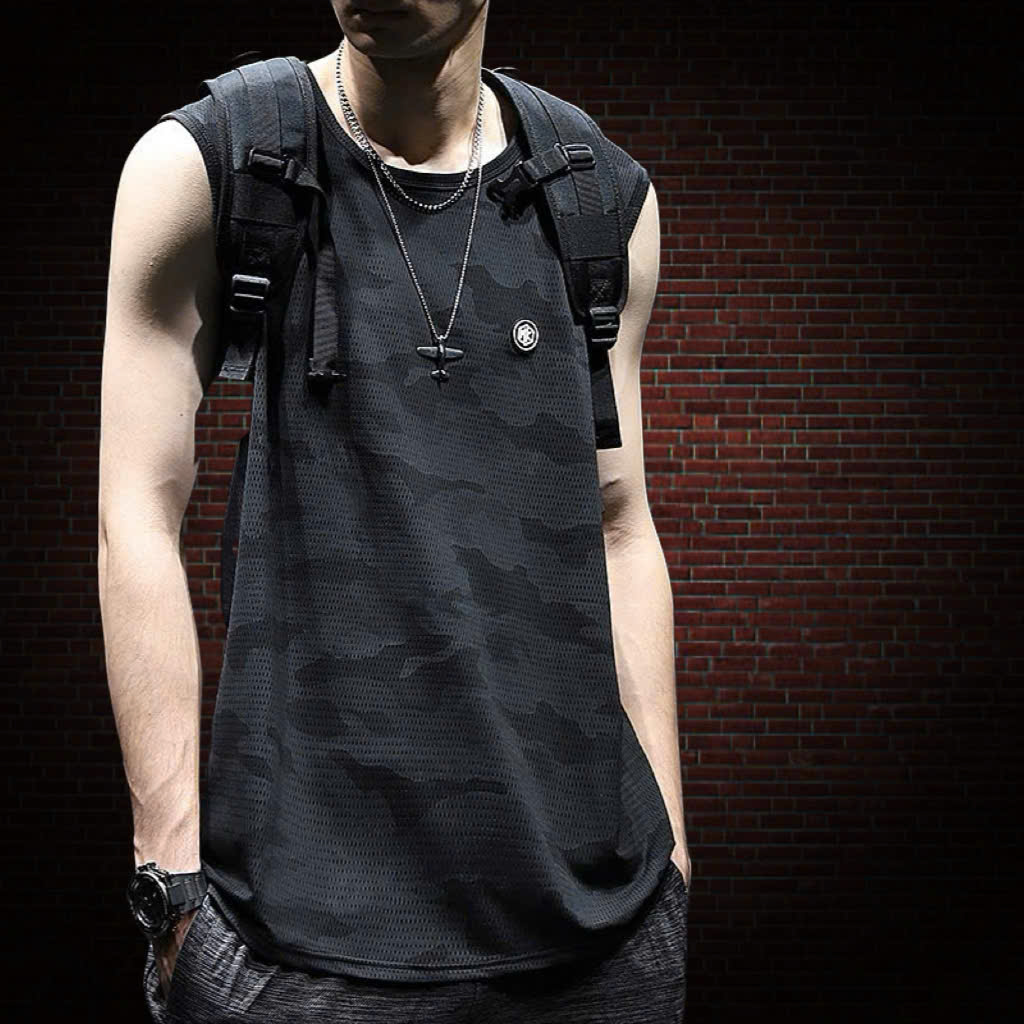 Áo thun ba lỗ nam nữ 2N Unisex in logo màu đen/xám/đen họa tiết