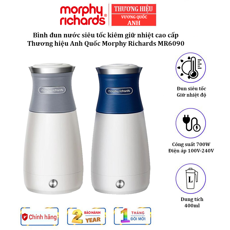 Bình đun nước siêu tốc kiêm giữ nhiệt Morphy Richards MR6090 Thiết kế 2 trong 1 linh hoạt - HÀNG NHẬP KHẨU
