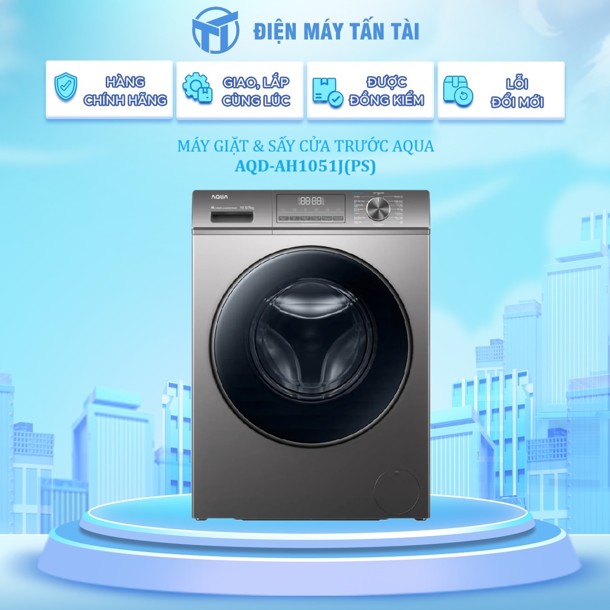AQD-AH1051J(PS) - MÁY GIẶT &amp; SẤY CỬA TRƯỚC AQUA AQD-AH1051J(PS) - Hàng chính hãng