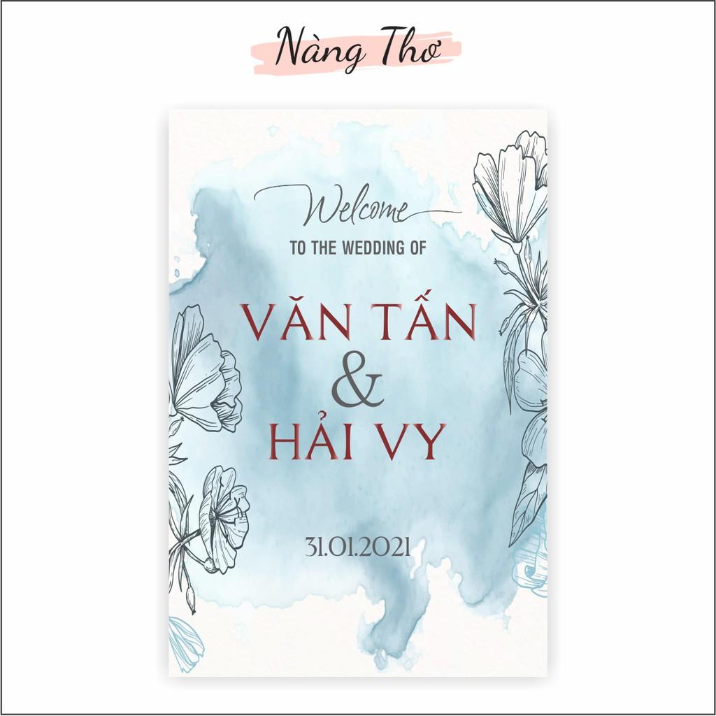Tấm form đứng để cổng trang trí tiệc cưới_in nội dung theo yêu cầu của khách