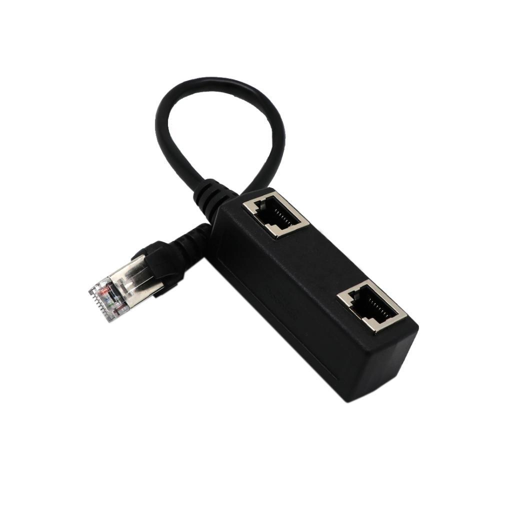 2pcs 1 To 2 LAN Ethernet Network RJ45 Plug Connector Splitter Adapter Cable