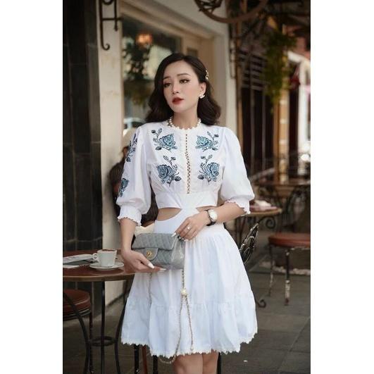 ĐẦM XOÈ THÊU HOA CAO CẤP