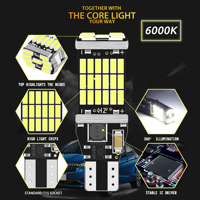 2 đèn led t15 4014 45smd siêu sáng cho xe hơi