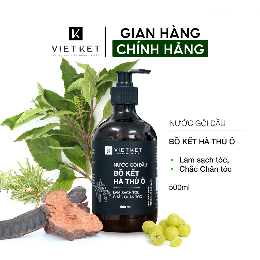 Nước gội đầu Bồ Kết Hà Thủ Ô VIETKET 500ml - Làm sạch tóc, chắc chân tóc