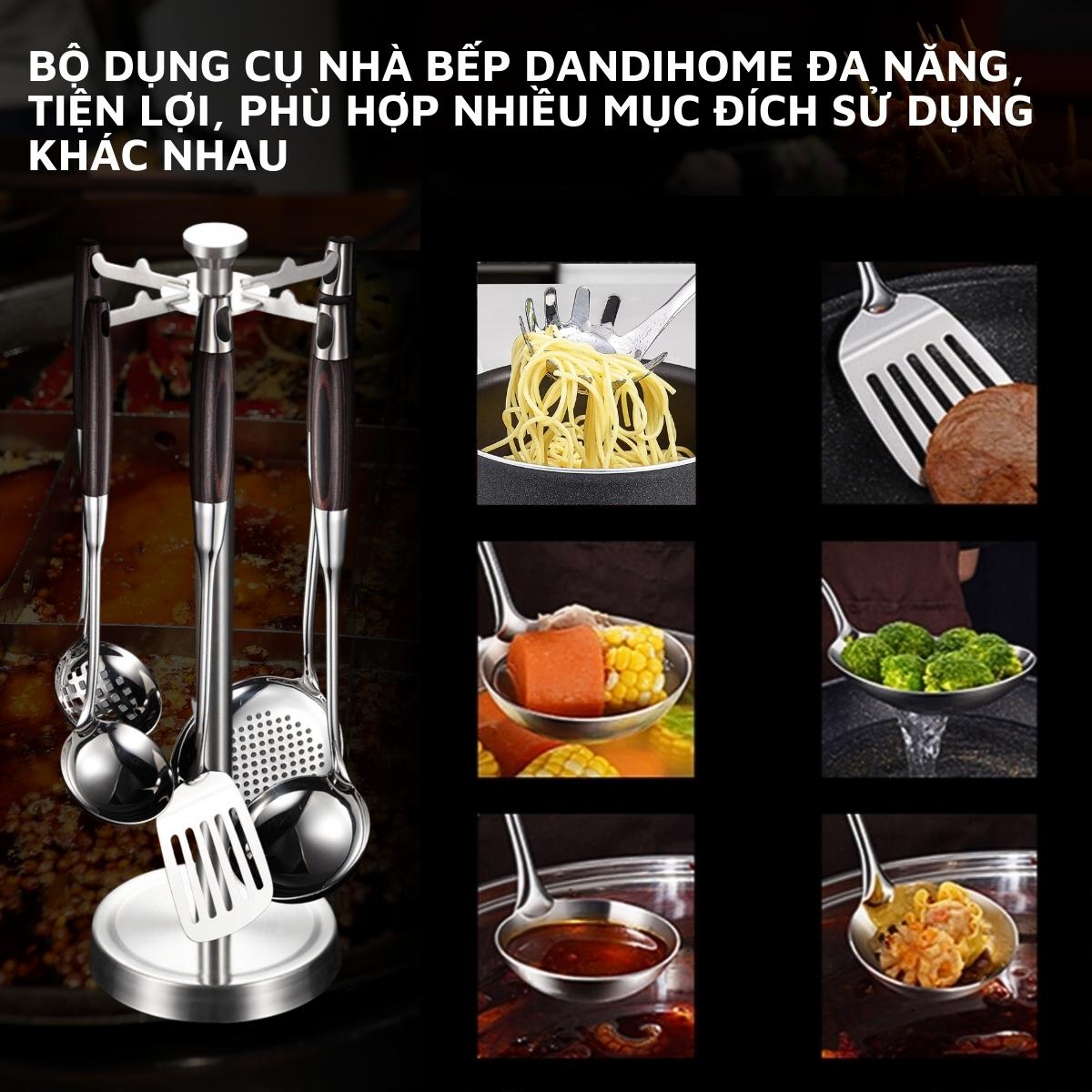 Bộ dụng cụ nhà bếp inox 316, inox 304 và giá đặt inox 304 DandiHome cao cấp, sang trọng