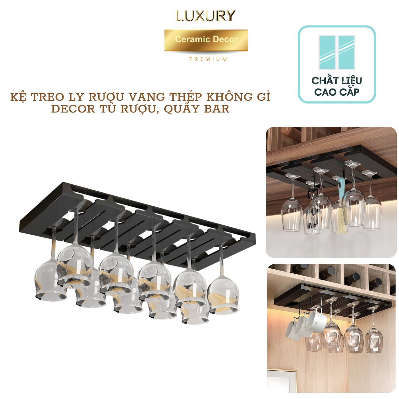 Giá Treo Ly Rượu Quầy Bar 4-8 Ly Chất Liệu Kim Loại Cao Cấp - Hàng Nhập Khẩu